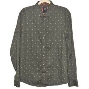 Danini Modern Fit Green Floral Accent Button-Up Shirt Mens L/XL Retro Office